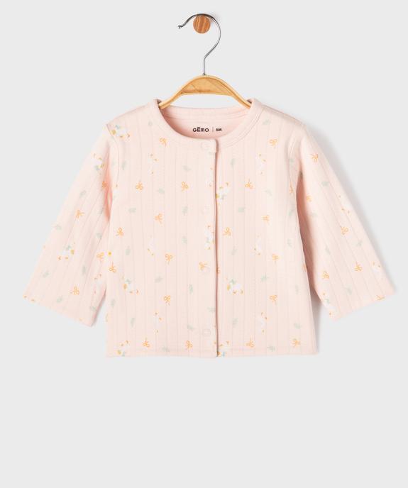 Sweat brassière à boutons pression bébé fille vue1 - GEMO(BB COUCHE) - GEMO
