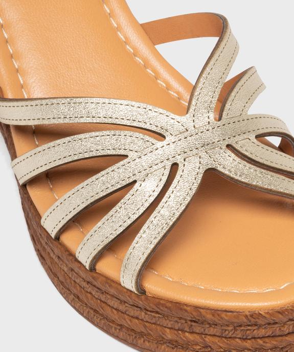 Sandales femme compensées à fines brides unies et surpiquées - Taneo vue6 - TANEO - GEMO