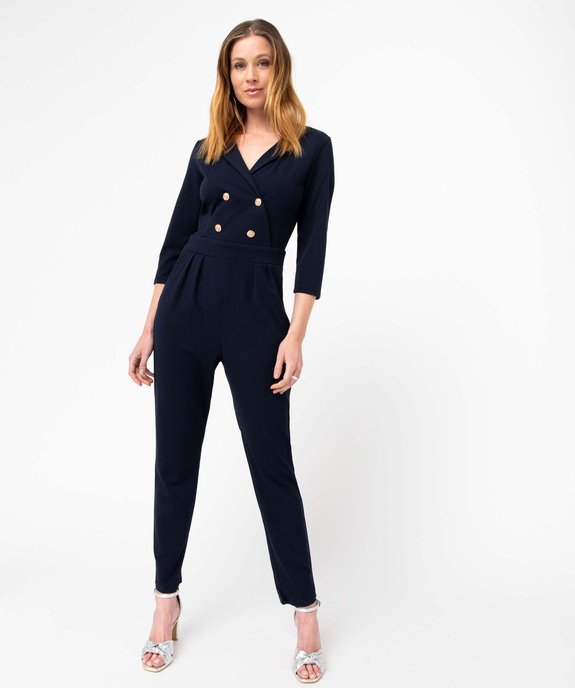 Combinaison pantalon femme avec haut croisé et boutons fantaisie vue1 - GEMO(FEMME PAP) - GEMO