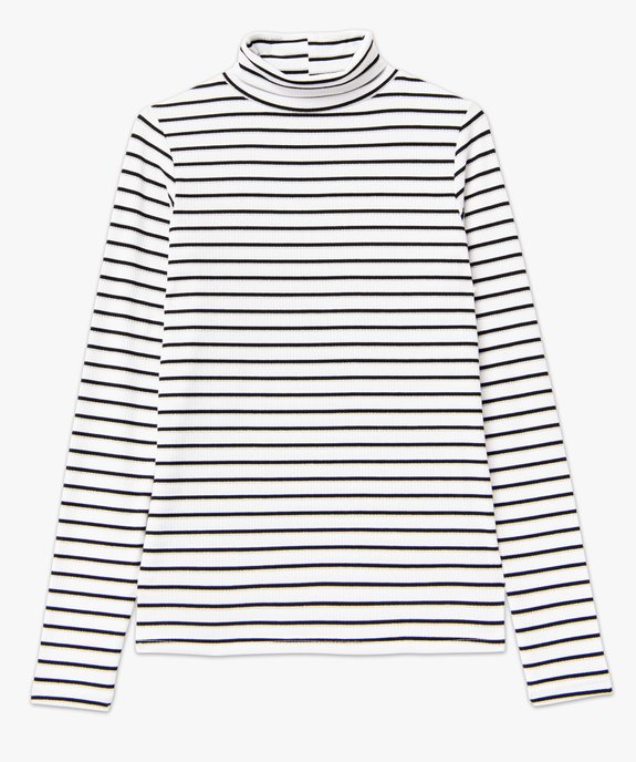 Tee-shirt à manches longues et col roulé à rayures femme vue4 - GEMO 4G FEMME - GEMO