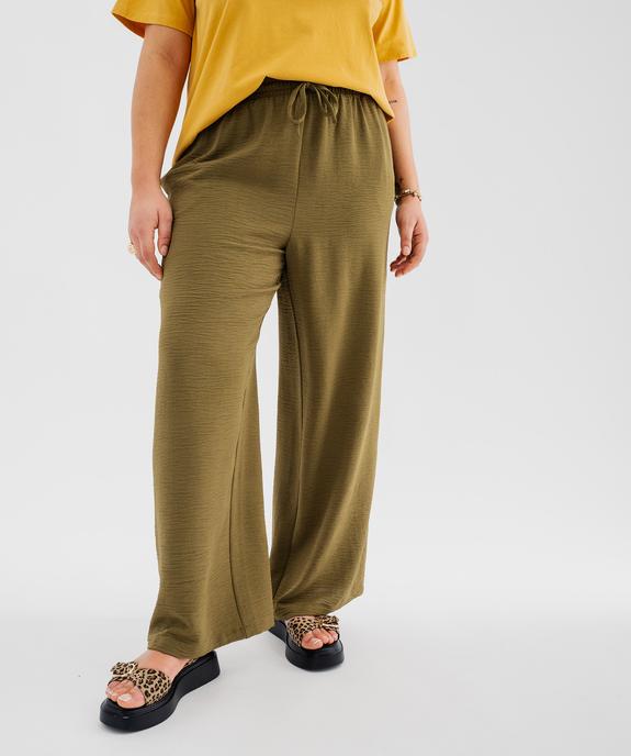 Pantalon large et fluide en maille froissée femme grande taille vue1 - GEMO 4G GT - GEMO