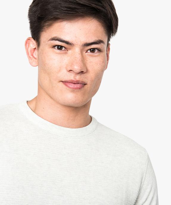 Pull à manches longues en côtes 1/1 sur le devant vue2 - GEMO (HOMME) - GEMO