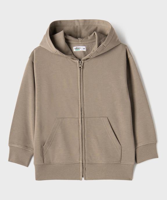Sweat zippé à capuche uni garçon vue1 - GEMO 4G GARCON - GEMO
