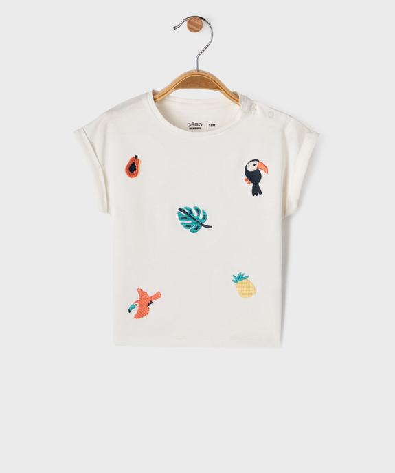 Tee-shirt manches courtes avec motifs brodés bébé fille vue1 - GEMO 4G BEBE - GEMO
