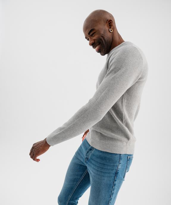 Pull col rond en coton uni homme vue7 - GEMO (HOMME) - GEMO