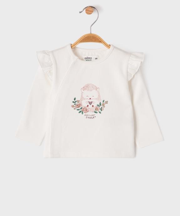 Sweat léger ouverture devant motif hérisson bébé fille vue1 - GEMO 4G BEBE - GEMO