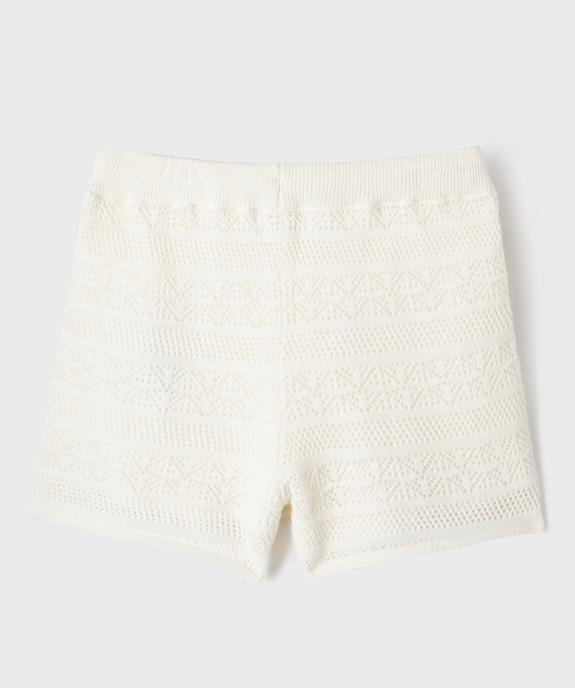 Short en maille ajourée avec ceinture élastique fille vue3 - GEMO (ENFANT) - GEMO
