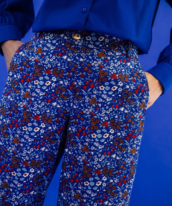 Pantalon coupe barrel en coton fleuri à taille élastiquée femme vue4 - GEMO(FEMME PAP) - GEMO