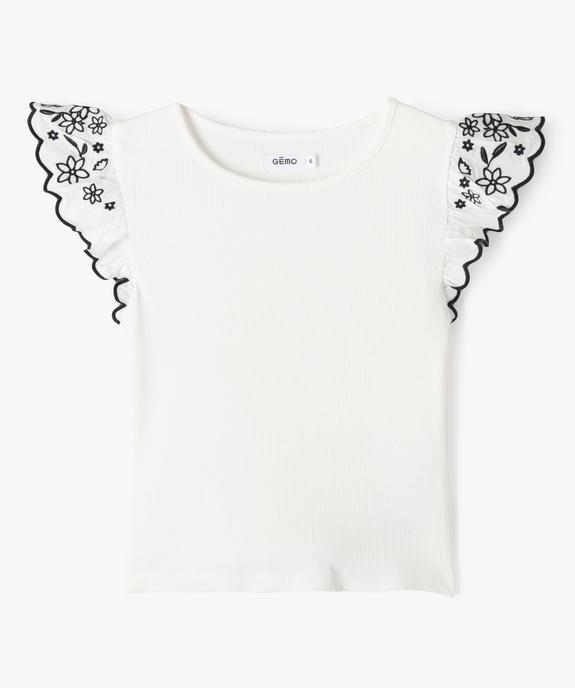 Tee-shirt manches courtes en volant brodé fille vue1 - GEMO (ENFANT) - GEMO