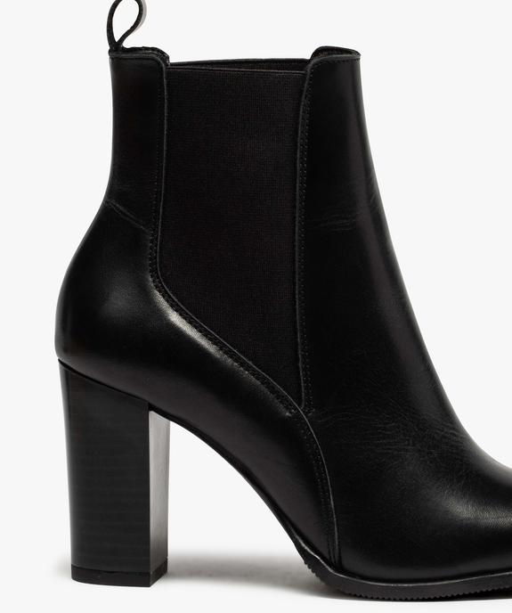 Boots femme à talon dessus style chelsea en cuir uni vue6 - GEMO(URBAIN) - GEMO