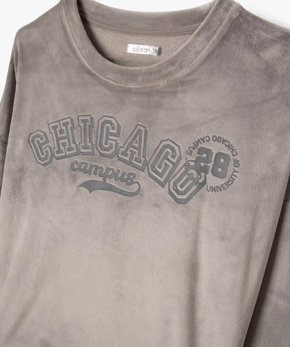 Pyjama en velours avec inscription Chicago fille vue2 - GEMO (JUNIOR) - GEMO