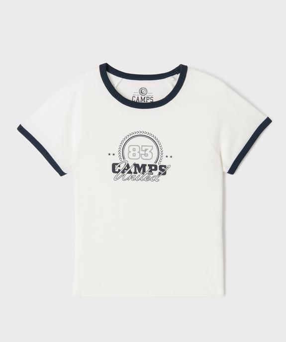 Tee-shirt manches courtes avec finitions contrastantes fille - Camps United vue1 - CAMPS GEMO FOR GOOD - GEMO
