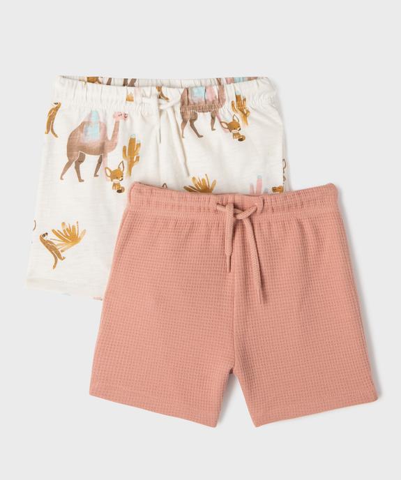 Short en coton fluide avec taille ajustable bébé garçon (lot de 2) vue1 - GEMO(BEBE DEBT) - GEMO