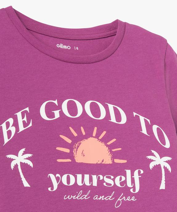 Tee-shirt fille à manches courtes avec large motif girly vue2 - GEMO (ENFANT) - GEMO