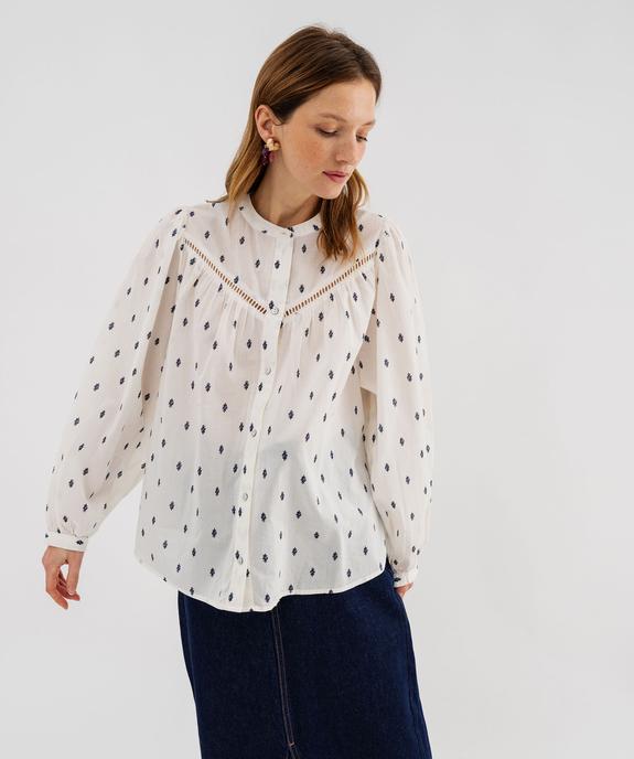 Blouse ample en voile de coton imprimé femme vue4 - GEMO 4G FEMME - GEMO