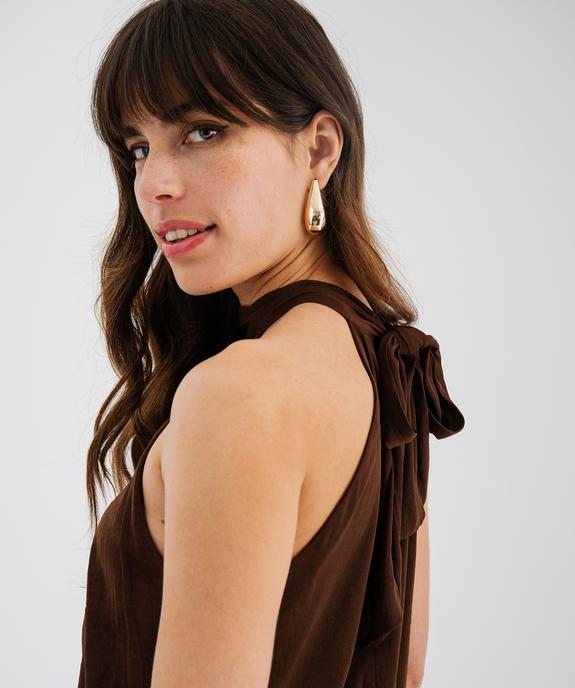 Blouse sans manches en satin avec col noué femme vue4 - GEMO(FEMME PAP) - GEMO