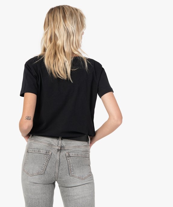 Tee-shirt femme à col V et manches courtes vue3 - GEMO(FEMME PAP) - GEMO