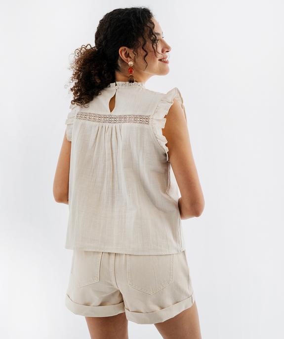 Blouse sans manches en coton et lin femme vue3 - GEMO(FEMME PAP) - GEMO
