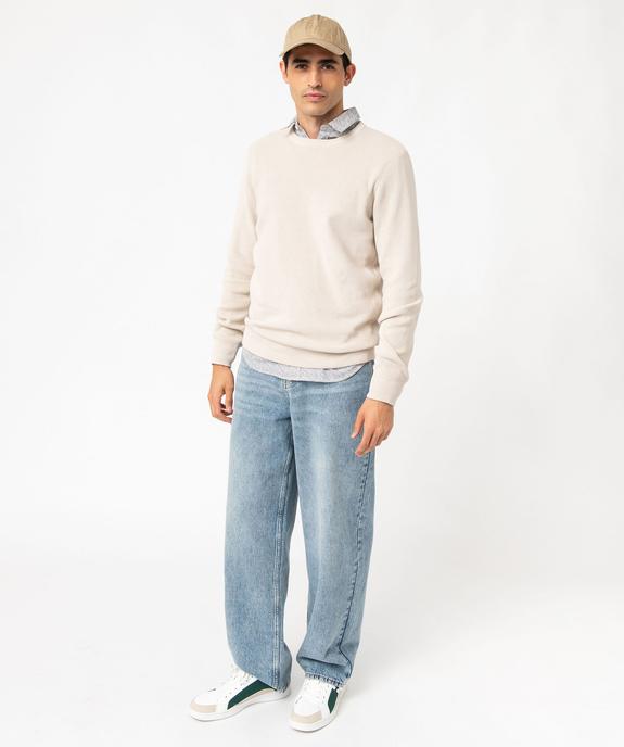 Pull col rond en coton uni homme vue5 - GEMO (HOMME) - GEMO