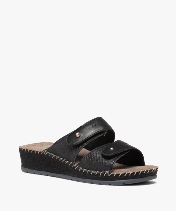 Mules femme confort à brides ajustables en cuir vue2 - GEMO (CONFORT) - GEMO