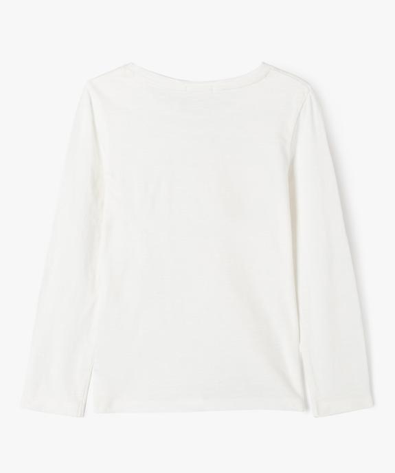 Tee-shirt manches longues en coton brodé à sequins fille vue3 - GEMO (ENFANT) - GEMO