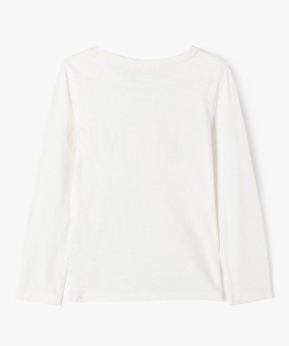 Tee-shirt manches longues en coton brodé à sequins fille vue3 - GEMO (ENFANT) - GEMO