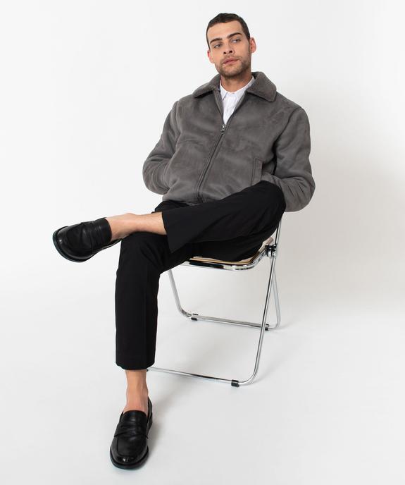 Blouson homme en suédine avec doublure chaude vue2 - GEMO (HOMME) - GEMO