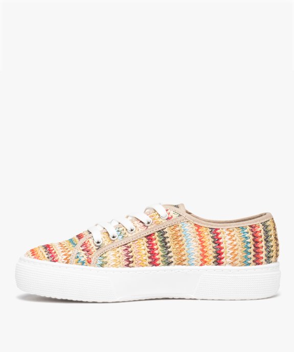 Baskets femme multicolores en toile et à talon compensé vue3 - GEMO (SPORTSWR) - GEMO