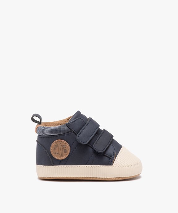 Chaussons de naissance bébé garçon unies style baskets à scratch  vue1 - GEMO 4G BEBE - GEMO