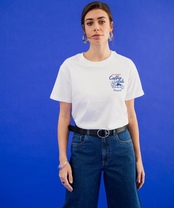 Tee-shirt manches courtes avec inscription devant et dos femme vue3 - GEMO(FEMME PAP) - GEMO