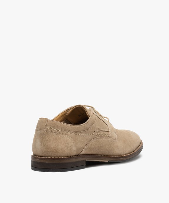 Derbies homme unis à lacets dessus en cuir retourné vue4 - GEMO(URBAIN) - GEMO