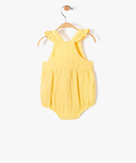 Combishort bébé à bretelles forme barboteuse en dentelle anglaise vue3 - GEMO(BB COUCHE) - GEMO
