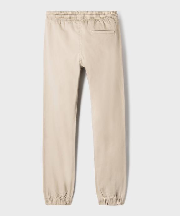 Pantalon jogger en twill de coton stretch à taille élastiquée garçon vue3 - GEMO (JUNIOR) - GEMO