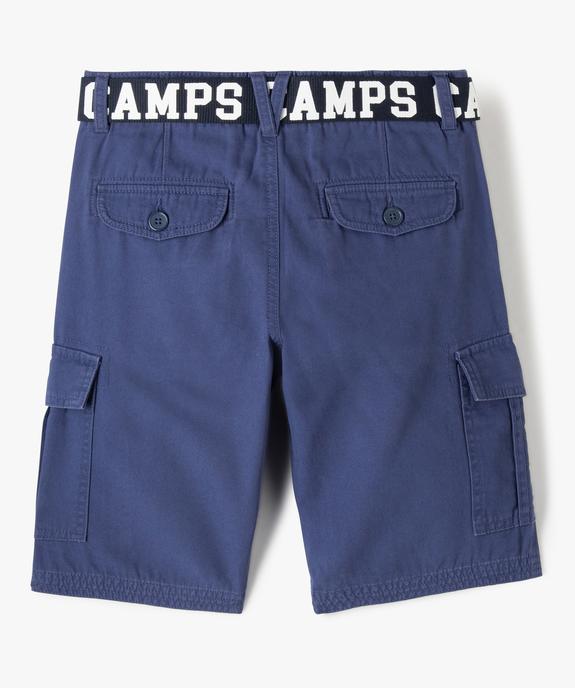 Bermuda garçon cargo en twill avec ceinture imprimée - Camps United vue3 - CAMPS UNITED - GEMO