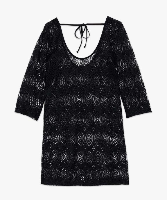 Robe de plage femme en maille ajourée à manches 3/4 vue4 - GEMO 4G FEMME - GEMO