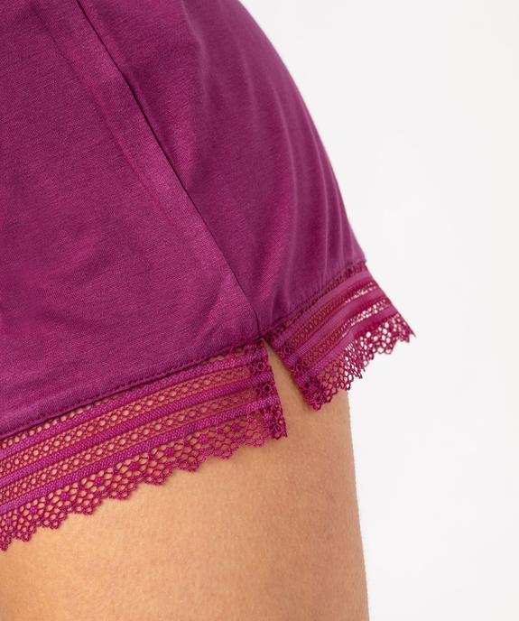 Short de pyjama en maille fluide avec bas en dentelle femme vue2 - GEMO 4G FEMME - GEMO