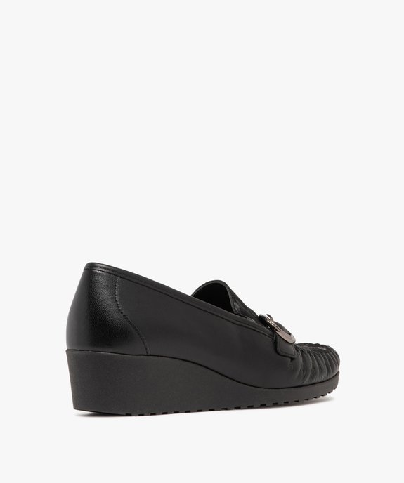 Mocassins femme à talon compensé en cuir et avec boucle fantaisie  vue4 - G'FLEX GEMO FOR GOOD - GEMO