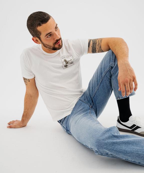 Tee-shirt manches courtes col rond en coton imprimé homme vue2 - GEMO 4G HOMME - GEMO