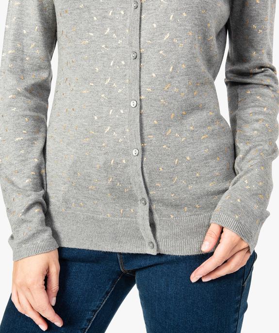 Gilet femme en viscose maille fine à motifs pailletés vue2 - GEMO(FEMME PAP) - GEMO