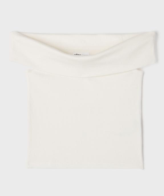 Tee-shirt à col bardot en maille côtelée fille vue1 - GEMO (JUNIOR) - GEMO