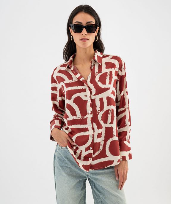 Chemise manches longues en satin imprimé femme vue5 - GEMO(FEMME PAP) - GEMO