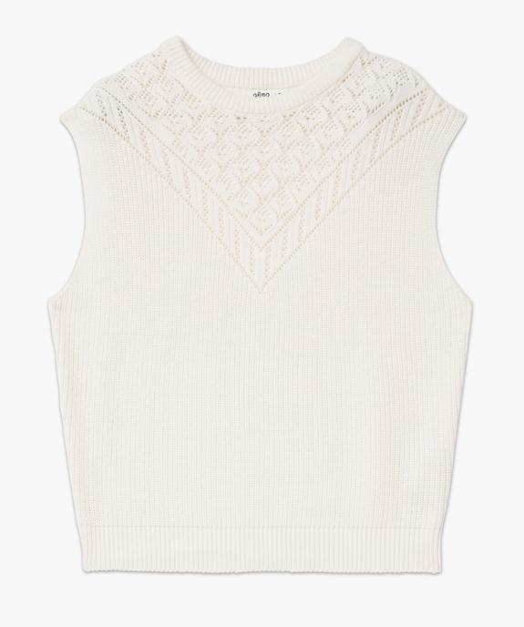 Pull sans manches avec buste en maille ajourée femme vue4 - GEMO(FEMME PAP) - GEMO