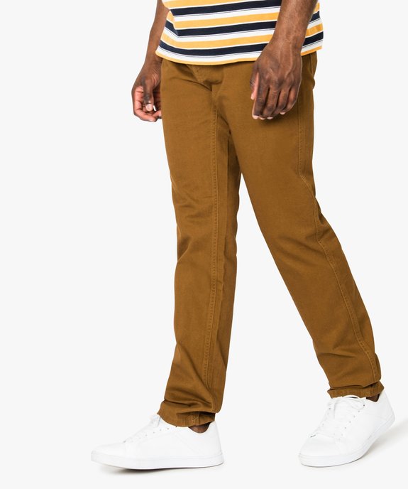 Pantalon homme 5 poches coupe regular en toile unie vue1 - GEMO (HOMME) - GEMO