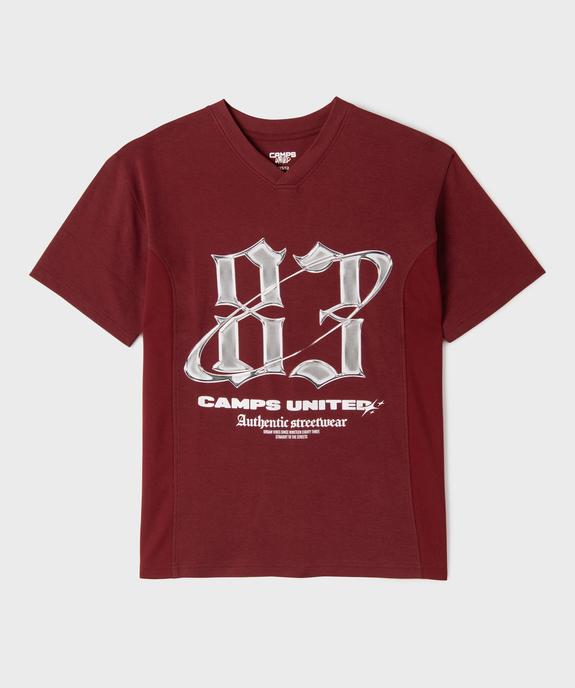 Tee-shirt manches courtes à col V bi-matières garçon - Camps United vue2 - CAMPS - GEMO