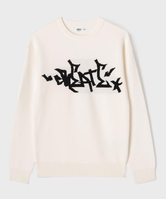 Pull en viscose avec inscription poitrine garçon vue2 - GEMO (JUNIOR) - GEMO