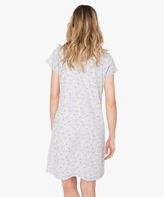 Chemise de nuit imprimée à manches courtes femme vue3 - GEMO 4G FEMME - GEMO