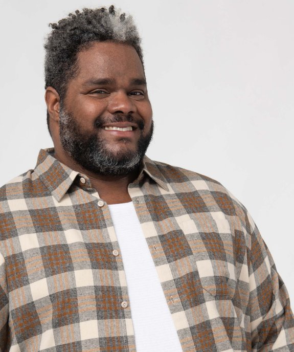 Chemise homme grande taille à manches longues et carreaux vue2 - GEMO (G TAILLE) - GEMO