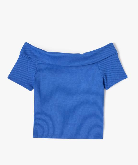 Tee-shirt manches courtes coupe courte et col Bardot fille vue1 - GEMO (JUNIOR) - GEMO