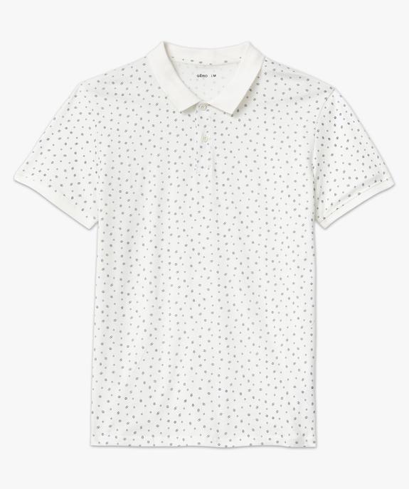 Polo manches courtes en jersey à petits motifs graphiques homme vue4 - GEMO (HOMME) - GEMO