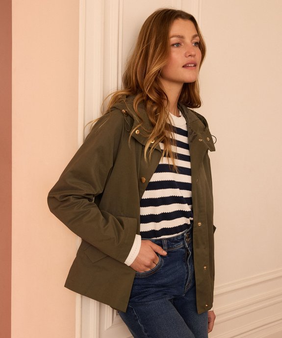 Parka courte à capuche toucher peau de pêche femme - LuluCastagnette vue5 - LULUCASTAGNETTE - GEMO
